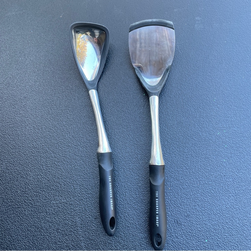 Sharper Image Stainless Steel and Black Kitchen Utensils Spoon and Spatu…